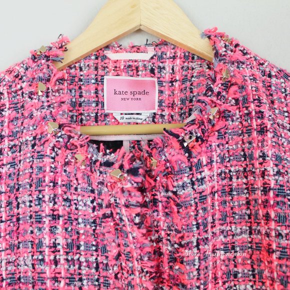 NWT Kate Spade Stud Trim Tweed Jacket - Picture 7 of 12